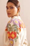 Buy_Chandrima_Ivory Chanderi Embroidery And Applique Bead & Thread Collared Floral Shirt Dress _Online_at_Aza_Fashions