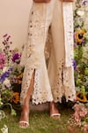 Chandrima_Ivory Chanderi Embroidered Floral Cut And Thread Bell Bottom Pant _Online_at_Aza_Fashions