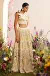 Buy_Chandrima_Ivory Chanderi Embroidered Thread Floral Cut Work Lehenga _Online_at_Aza_Fashions