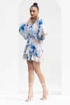 Buy_Mandira Wirk_Blue Chiffon Printed Abstract Round Layered Dress_Online_at_Aza_Fashions