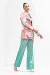 Buy_Mandira Wirk_Multi Color Printed Blurred Jacket Lapel And Ombre Pant Set _Online_at_Aza_Fashions