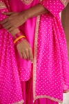 Pink City by Sarika_Pink Silk Embroidered Gota Patti Round Embellished Kurta Sharara Set _Online_at_Aza_Fashions