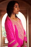 Buy_Pink City by Sarika_Pink Silk Embroidered Gota Patti Round Embellished Kurta Sharara Set _Online_at_Aza_Fashions