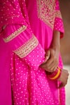 Shop_Pink City by Sarika_Pink Silk Embroidered Gota Patti Round Embellished Kurta Sharara Set _Online_at_Aza_Fashions