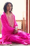 Pink City by Sarika_Pink Silk Embroidered Gota Patti Round Embellished Kurta Sharara Set _at_Aza_Fashions
