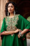 Buy_Pink City by Sarika_Green Silk Embroidered Zari Round Bageecha Yoke Kaftan With Sharara  _Online_at_Aza_Fashions