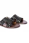 Artimen_Black Sheesh Hand Embroidered Slippers  _Online_at_Aza_Fashions