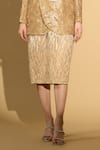 Buy_Geisha Designs_Beige Nylon Embroidered Sequins Shawl Lapel Jacket And Skirt Set  _Online_at_Aza_Fashions