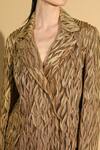 Geisha Designs_Brown Nylon Embroidered Beads Lapel Collar Thread Short Dress  _Online_at_Aza_Fashions