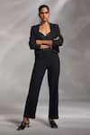 Buy_Divya Aggarwal_Black Rough Interlock Embroidery Bead Work Audra Embellished Jacket Pant Set _Online_at_Aza_Fashions