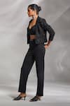 Shop_Divya Aggarwal_Black Rough Interlock Embroidery Bead Work Audra Embellished Jacket Pant Set _Online_at_Aza_Fashions