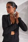 Shop_Divya Aggarwal_Black Rough Interlock Embroidery Bead Work Audra Embellished Jacket Pant Set _at_Aza_Fashions