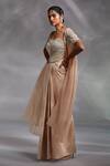 Buy_Divya Aggarwal_Beige Cape Crushed Organza, Corset And Skirt Hayden Embellished & Draped Set_Online_at_Aza_Fashions