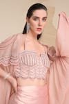 Divya Aggarwal_Pink Blouse Alauren Embellished Cape And Draped Skirt Set_at_Aza_Fashions