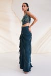 Buy_Divya Aggarwal_Green Corset Satin And Tulle Hertha Pre-draped Saree With Blouse  _Online_at_Aza_Fashions