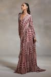 Buy_Divya Aggarwal_Pink Blouse Georgette Saree Chiffon Print And Rosario Pre-draped With _Online_at_Aza_Fashions