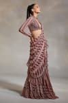 Shop_Divya Aggarwal_Pink Blouse Georgette Saree Chiffon Print And Rosario Pre-draped With _Online_at_Aza_Fashions