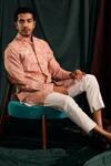 Project Bandi_Pink Cotton Embroidery Floral Printed Bundi And Kurta Set_Online_at_Aza_Fashions