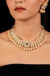 Buy_Namasya_Gold Plated Pearls, Beads Kundan Pendant Necklace Set _at_Aza_Fashions