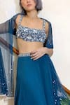 Shop_Maiti Shahani_Blue Viscose Crepe Hand Embroidered Glass Bead Work Choli Lehenga Set  _Online_at_Aza_Fashions