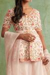 Buy Priyanka Jain Pink Organza, Georgette V Neck Embroidered Kurta Sharara Set Online at Aza Fashions Buy_Priyanka Jain_Pink Organza, Georgette V Neck Embroidered Kurta Sharara Set _Online_at_Aza_Fashions