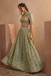 Buy_Aneesh Agarwaal_Green Georgette And Embroidery Floral Square Neck Lehenga Set _at_Aza_Fashions