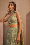 Buy_Aneesh Agarwaal_Green Georgette And Embroidery Floral Square Neck Lehenga Set _Online_at_Aza_Fashions