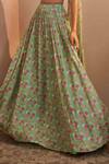 Aneesh Agarwaal_Green Georgette And Embroidery Floral Square Neck Lehenga Set _at_Aza_Fashions