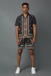 Buy_House Of Three_Black Cotton Linen Jewel Mural Hawaiian Shirt _at_Aza_Fashions