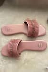 Shop_Modanta Footwear_Pink Artificial Leather Ruffle Embellished Flats_at_Aza_Fashions