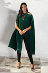 Tasuvure Green Pleated Polyester Assymetric Cape Online at Aza Fashions Tasuvure_Green Pleated Polyester Assymetric Cape _Online_at_Aza_Fashions