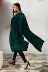 Shop Tasuvure Green Pleated Polyester Assymetric Cape at Aza Fashions Shop_Tasuvure_Green Pleated Polyester Assymetric Cape _at_Aza_Fashions