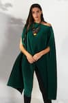 Buy Tasuvure Green Pleated Polyester Assymetric Cape Online at Aza Fashions Buy_Tasuvure_Green Pleated Polyester Assymetric Cape _Online_at_Aza_Fashions