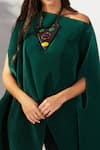 Shop Tasuvure Green Pleated Polyester Assymetric Cape Online at Aza Fashions Shop_Tasuvure_Green Pleated Polyester Assymetric Cape _Online_at_Aza_Fashions