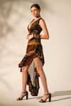Shop_Nikita Mhaisalkar_Multi Color Georgette Sequins Abstract Print Ruffle Skirt _Online_at_Aza_Fashions