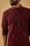 Buy_Raghavendra Rathore Blue_Wine Silk Pintuck Kurta _Online_at_Aza_Fashions