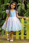 Buy_Lil Drama_Blue Sequin Embellished Dress For Girls_at_Aza_Fashions