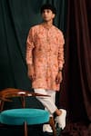 Buy_Project Bandi_Pink Malai Cotton Printed Floral Garden Of Eden Kurta Set  _Online_at_Aza_Fashions