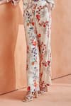 Shop_Label Deepika Nagpal_White Modal Embroidery Orchid Pattern Shirt And Pant Set _Online_at_Aza_Fashions