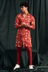 Project Bandi Red Cotton Printed Floral Bloom Kurta Set Online at Aza Fashions Project Bandi_Red Cotton Printed Floral Bloom Kurta Set _Online_at_Aza_Fashions