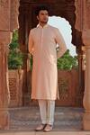 Shop_Vanshik_Peach Georgette Lucknowi Kurta Set _at_Aza_Fashions