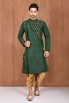 Buy_Aryavir Malhotra_Green Dupion Silk Woven Floral Panelled Kurta Set _at_Aza_Fashions