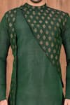 Shop_Aryavir Malhotra_Green Dupion Silk Woven Floral Panelled Kurta Set _Online_at_Aza_Fashions