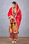 Buy_Torani_Pink Velvet And Crepe Print & Ruh Gulaabi Mushira Doshala  _Online_at_Aza_Fashions