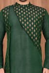 Shop_Aryavir Malhotra_Green Dupion Silk Woven Floral Panelled Kurta And Dhoti Pant Set_Online_at_Aza_Fashions