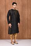 Arihant Rai Sinha_Black Dupion Silk Panelled Kurta And Dhoti Pant Set_Online_at_Aza_Fashions