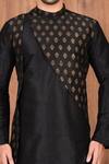 Shop_Arihant Rai Sinha_Black Dupion Silk Panelled Kurta And Dhoti Pant Set_Online_at_Aza_Fashions