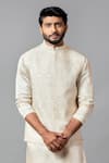 Buy_PAARSH_Beige Kora Embroidered Nehru Jacket _at_Aza_Fashions