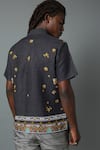 Shop_House Of Three_Black Cotton Poplin Jewel Mural Hawaiian Shirt _at_Aza_Fashions