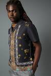 Buy_House Of Three_Black Cotton Poplin Jewel Mural Hawaiian Shirt _Online_at_Aza_Fashions